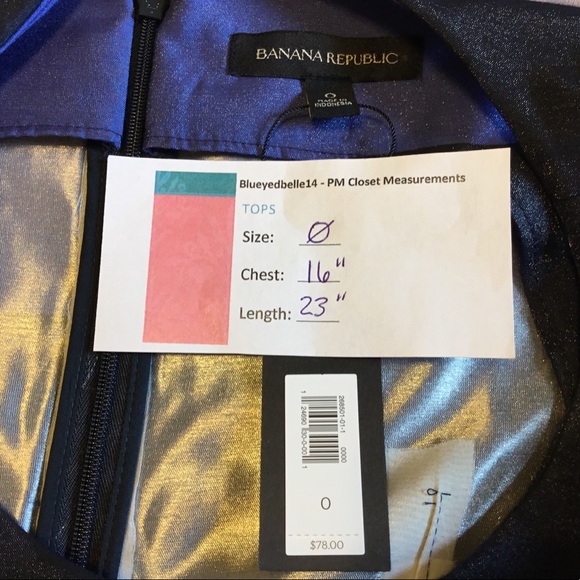 Banana Republic Tank Shell Blue Black Stripe Size 0 - Picture 5 of 6